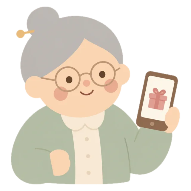 Oma reserveert een cadeautje op haar telefoon